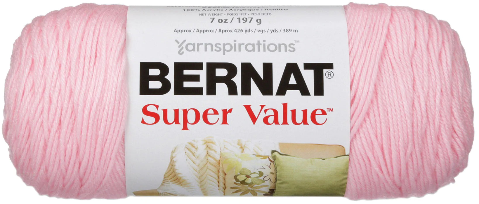 Bernat Super Value Solid Yarn-Baby Pink