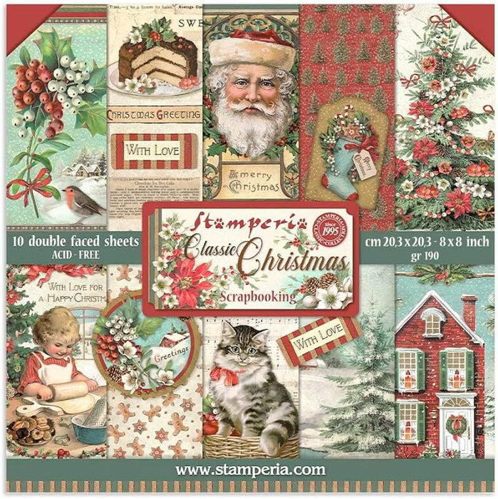 Stamperia - DS-Paper Pack 8"x8" 10/Pkg - Classic Christmas