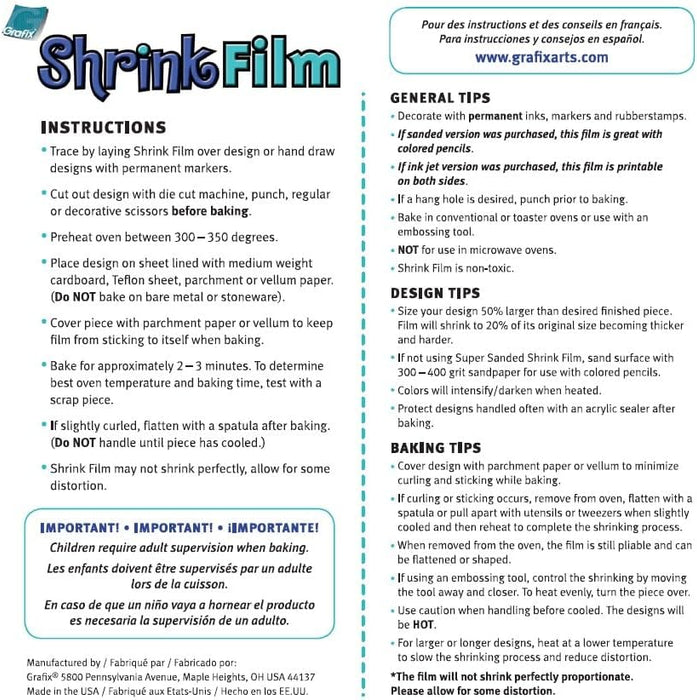 Grafix - Shrink Film 8.5"x11" 6/Pkg - Transparent Matte