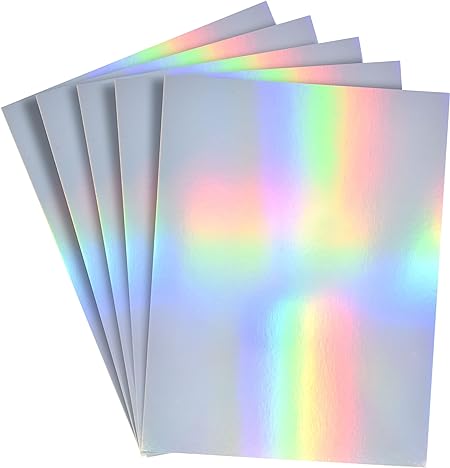 Holographic Iridescent Mirror Foil Board Reflective Sheets - 10 pack - Letter Size 8.5" x 11"