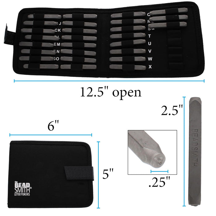 Beadsmith - Alphabet Punch Set W/Case 27/Pc - 3mm, Lowercase, Chalkboard