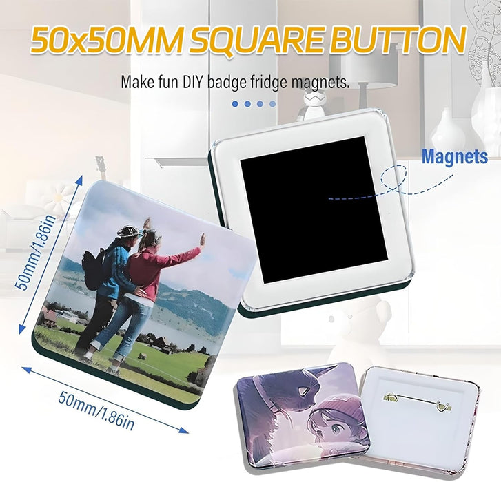 Fridge Magnet and Badge Machine with Cutter - 50mm x 50mm Plus Extra Refills