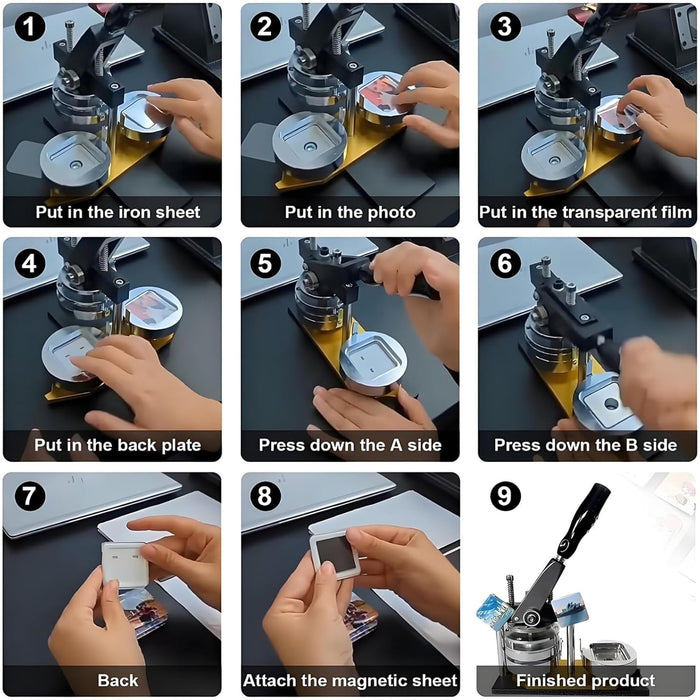 Fridge Magnet and Badge Machine with Cutter - 50mm x 50mm Plus Extra Refills