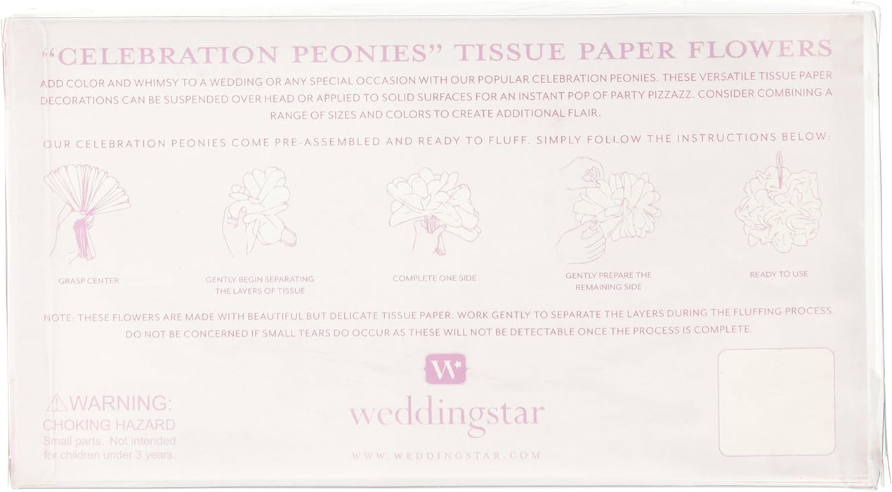 Weddingstar - Celebration Peonies - Large Tissue Paper Flowers - White - 2 piece