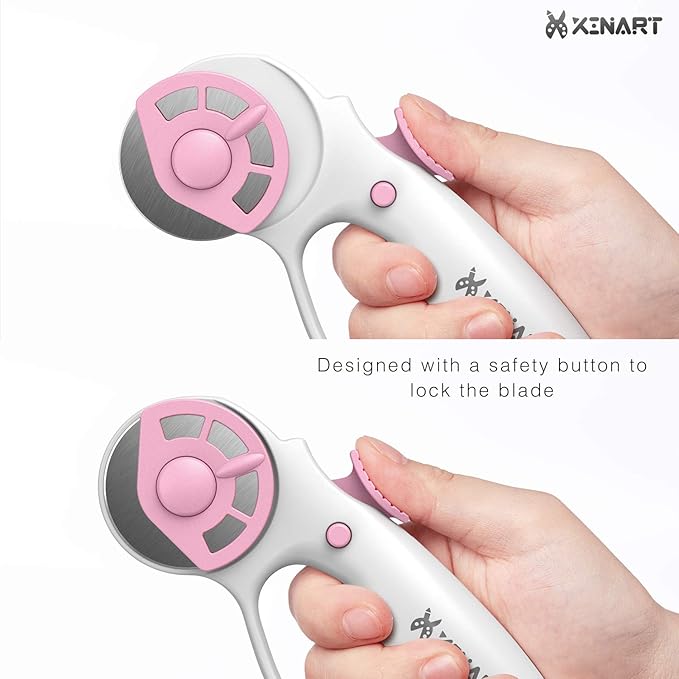Xinart Rotary Cutter, 45 mm Size - Safety Lock Ergonomic Classic Comfort Loop - Pink