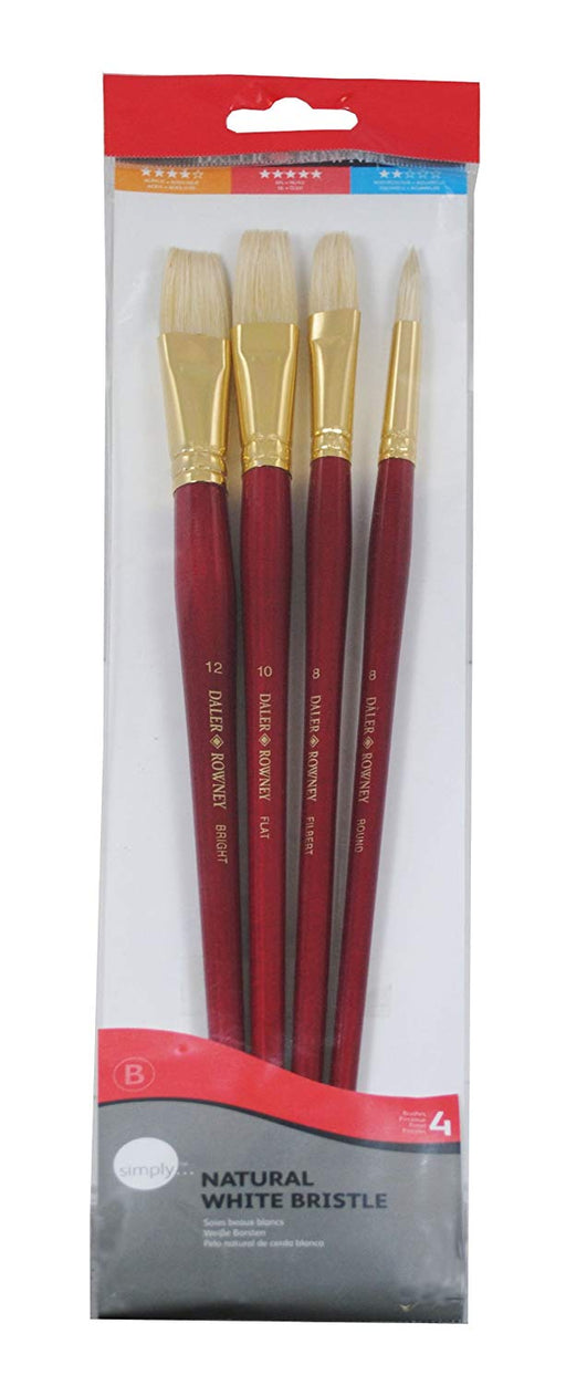 Daler-Rowney - Natural White Bristle Brush Set - 4pk