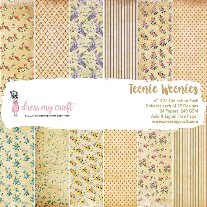 Dress My Craft Single-Sided Paper Pad 6"X6" 24/Pkg-Teenie Weeie, 12 Designs/2 Each, Multi