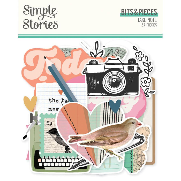 Simple Stories Take Note Bits & Pieces Die Cuts 57/Pkg
