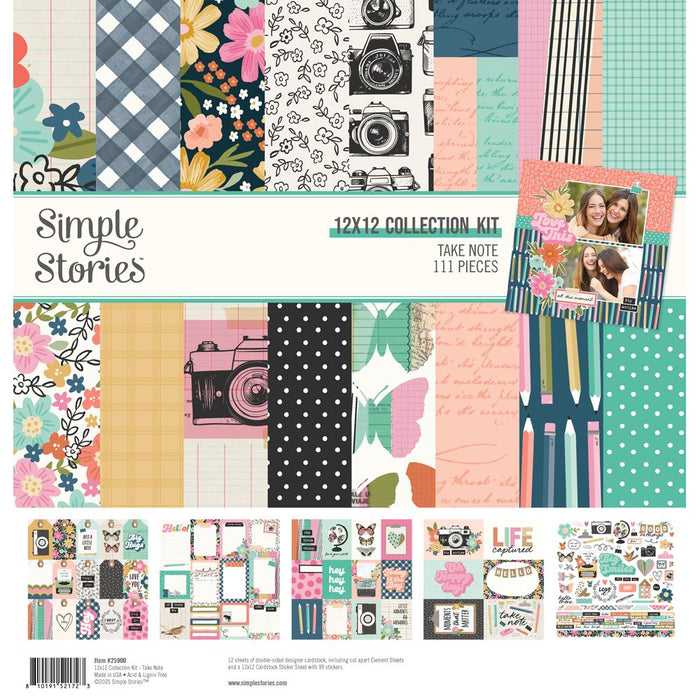 Simple Stories Double-Sided Cardstock Collection kit 12"x12"-Take Note