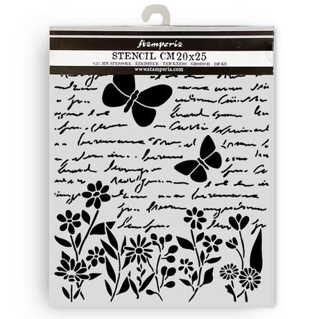 Stamperia Stencil 7.87"X9.84"-Daisy Art Letter And Butterfly