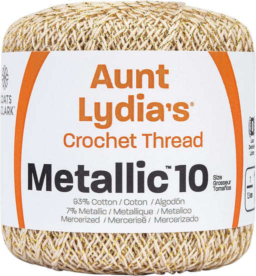 Aunt Lydia's Metallic Crochet Thread Size 10-Natural & Gold