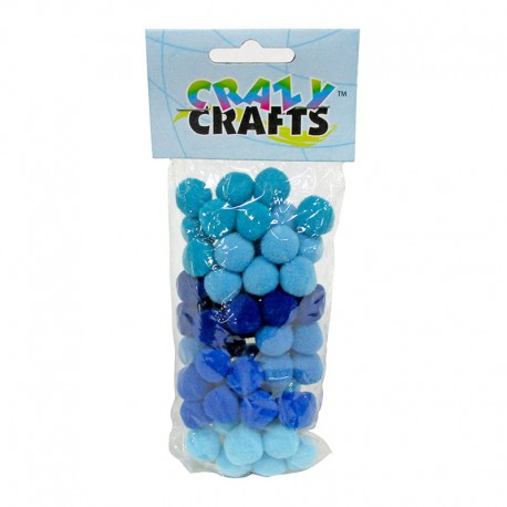 Crazy Crafts - Pom Poms - Shades of Blue - 14mm (55pc)