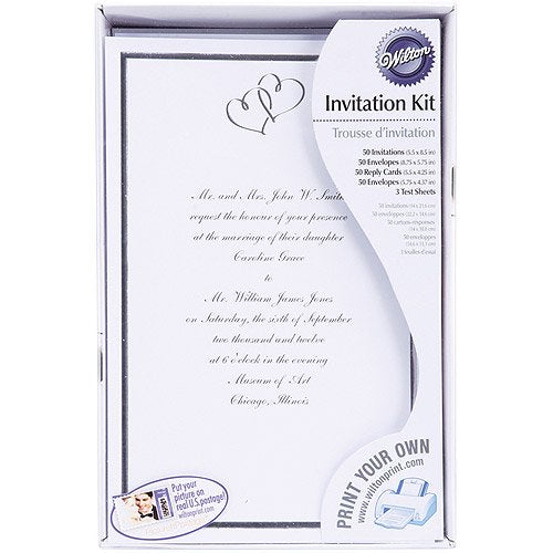 Wilton - Invitation Kit - Print your own - Silver Sweethearts
