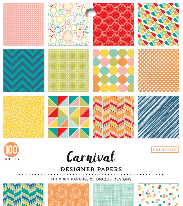 Colorbok Single-Sided Printed Cardstock 6"X6" 100/Pkg-Carnival