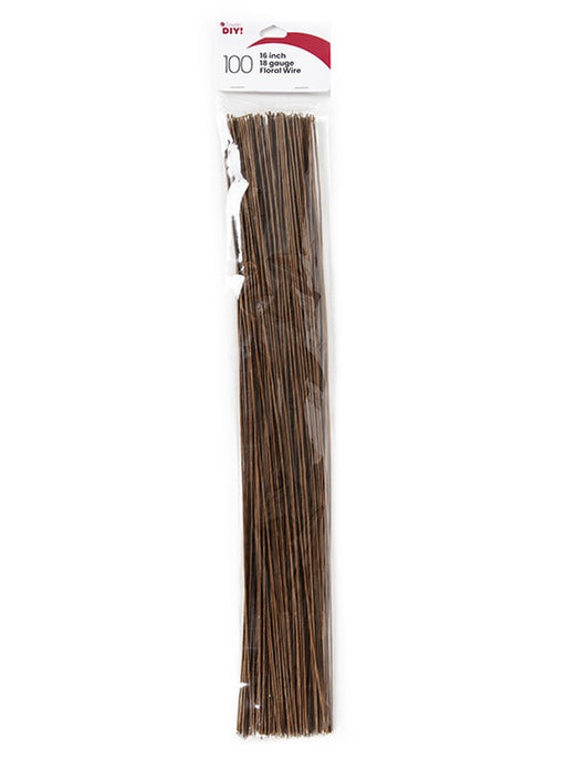 CousinDIY Floral Wire 18 Gauge 16" 100/Pkg-Brown