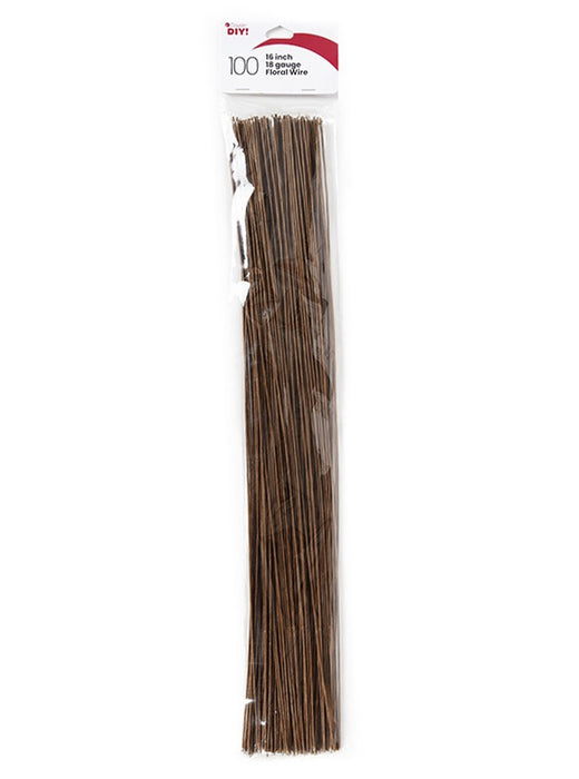 CousinDIY Floral Wire 18 Gauge 16" 100/Pkg-Brown