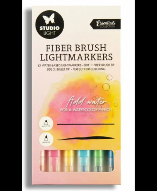 Studio Light Fiber Brush Light Markers Bright Colors 6 PC