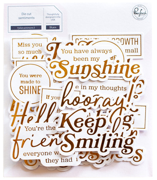 Pinkfresh Foiled Ephemera Pack 39/Pkg-Sentiments 3