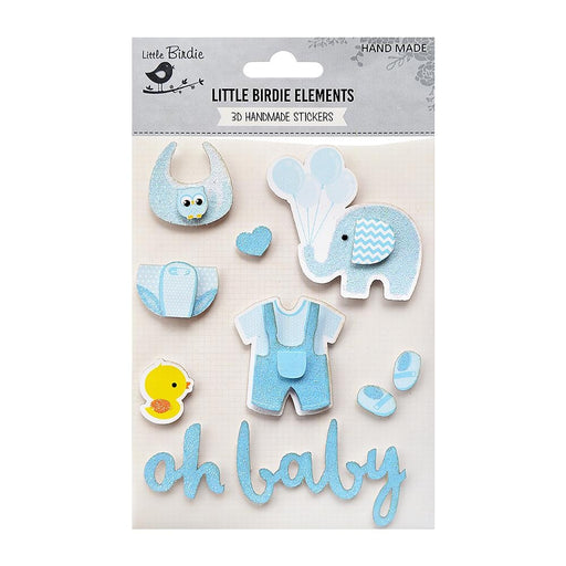 Little Birdie Oh Baby Boy Embellishment 10/Pkg-Boy Blue