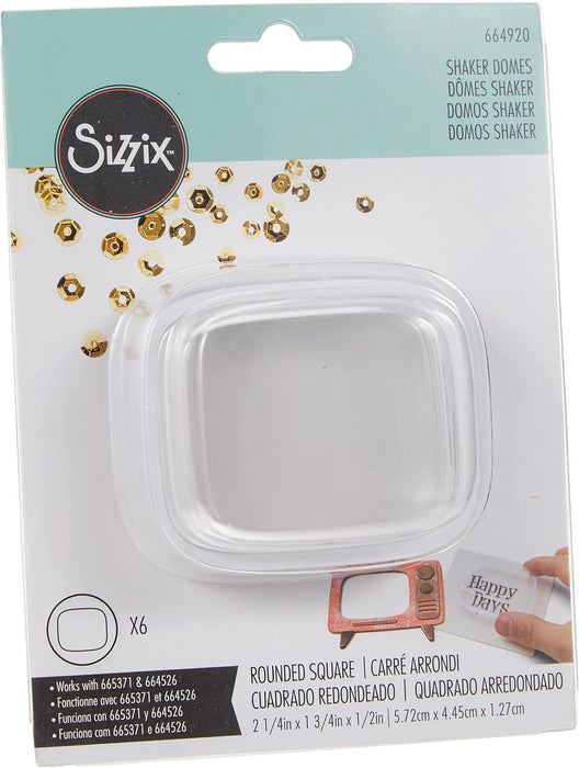 Sizzix - Making Essentials Shaker Domes - Rounded Square 2.25", 6/Pkg