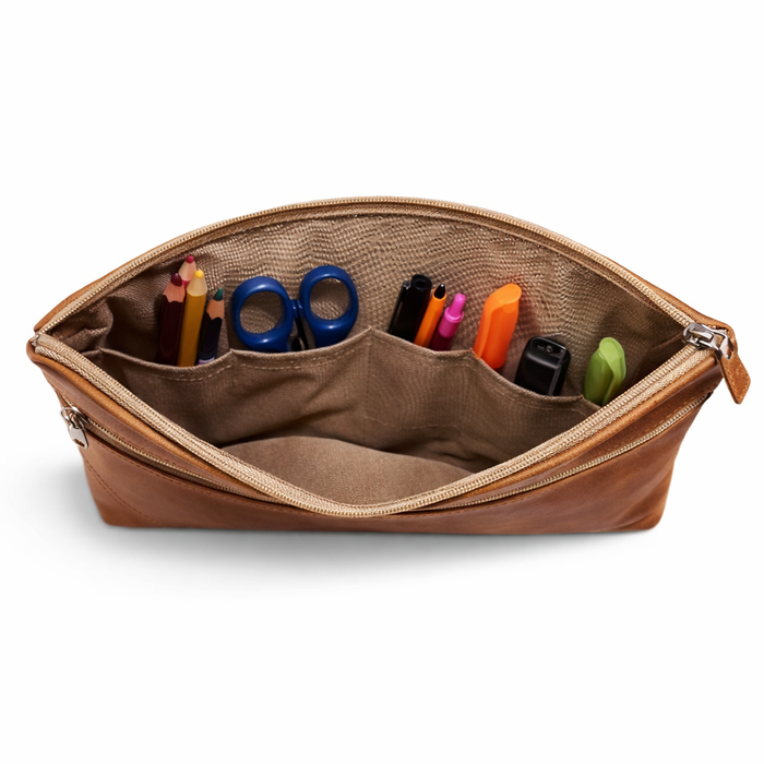 Doodles Genuine Leather - A4 Zipper Bag - Large - Blank or Personalizable