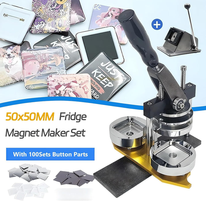 Fridge Magnet and Badge Machine with Cutter - 50mm x 50mm Plus Extra Refills