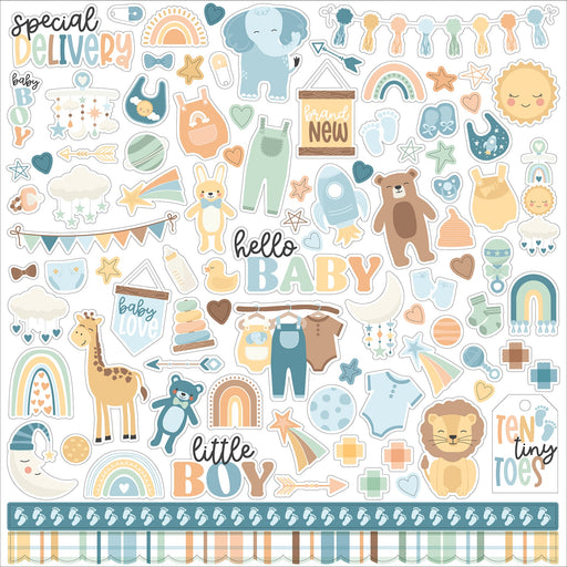 Our Baby Boy Cardstock Stickers 12"X12"-Elements