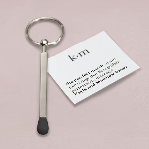 Weddingstar - Key Ring with Match Shaped Ballpoint Pen (silver with black)