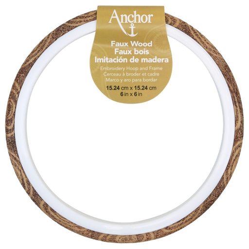 Anchor Faux Wood Round Embroidery Hoop 6"-