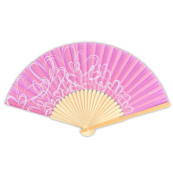 Weddingstar - Printed Hand Fans - Contemporary Hearts - Pastel Pink