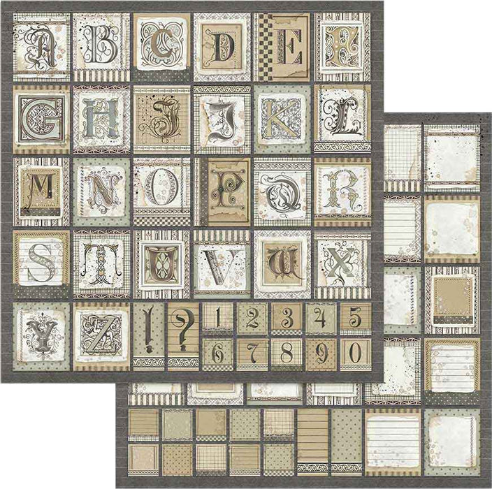 Stamperia Double-Sided Cardstock 12"X12"-Alphabet, Calligraphy