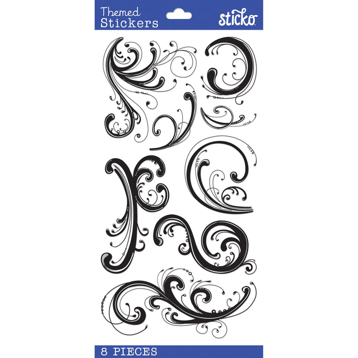 Sticko Themed Stickers-Dainty Black Flourishes