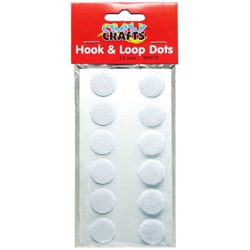 Crazy Crafts - Hook & Loop - White Dots - 10mm