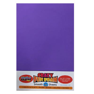 Crazy Crafts - Fun Foam Sheets - Smooth - A4 - Purple