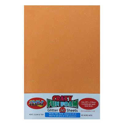 Crazy Crafts - Fun Foam Sheets - Glitter - A4 - Orange