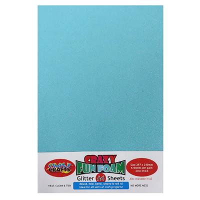 Crazy Crafts - Fun Foam Sheets - Glitter - A4 - Light Blue