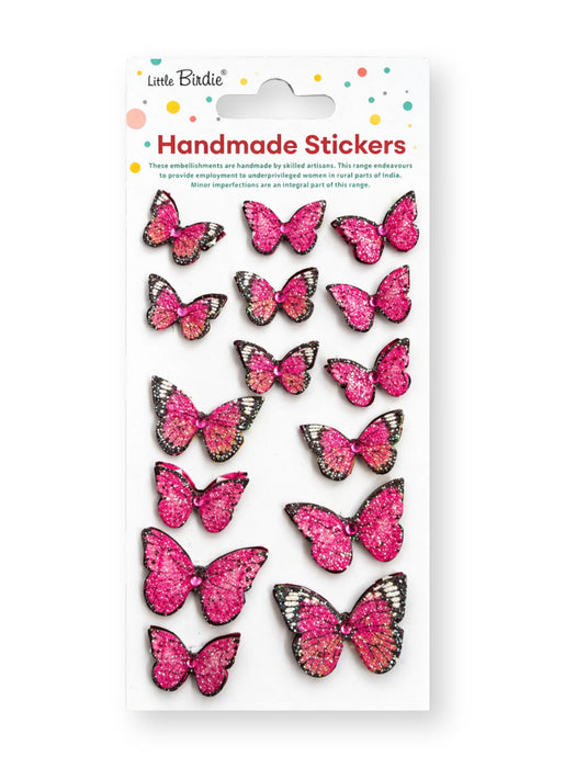 Little Birdie - 3D Jewel Butterfly - Pink (17pc)
