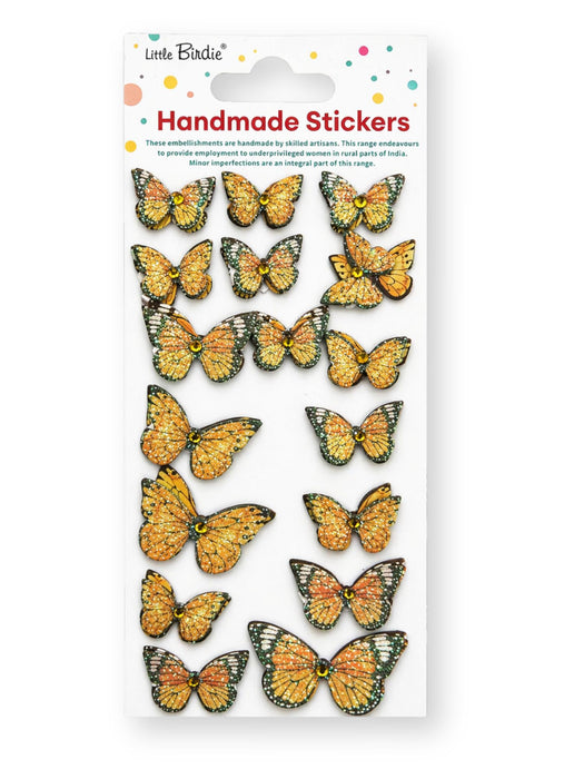 Little Birdie - 3D Jewel Butterfly - Amber (17pc)