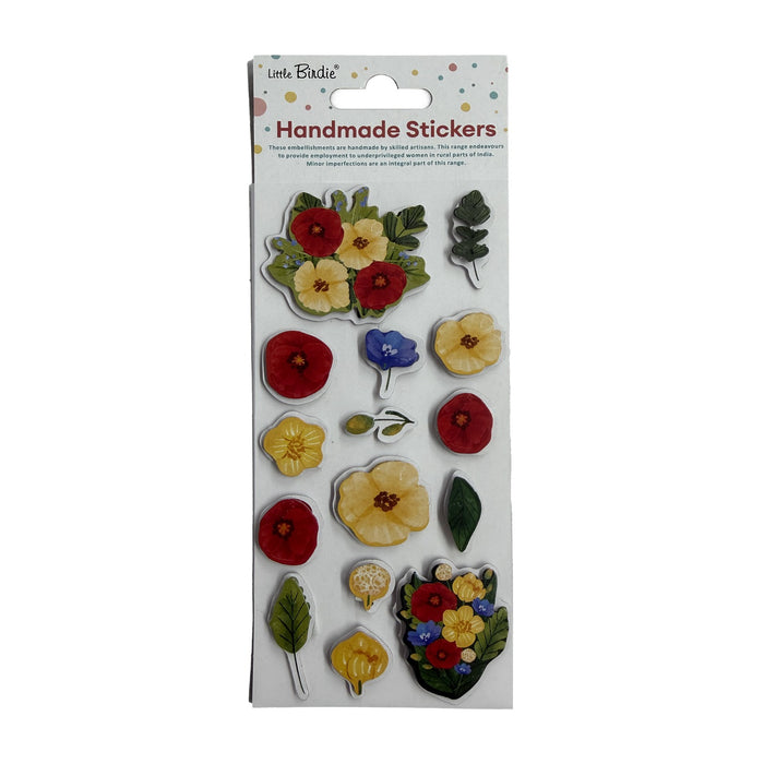 Little Birdie 3D Sticker Embellishment-Self-Adhesive  Handmade Floral Jewel, 15pc