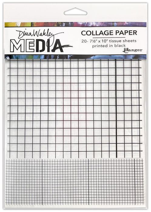 Dina Wakley Media Collage Tissue Paper 7.5"X10" 20/Pkg-Grid