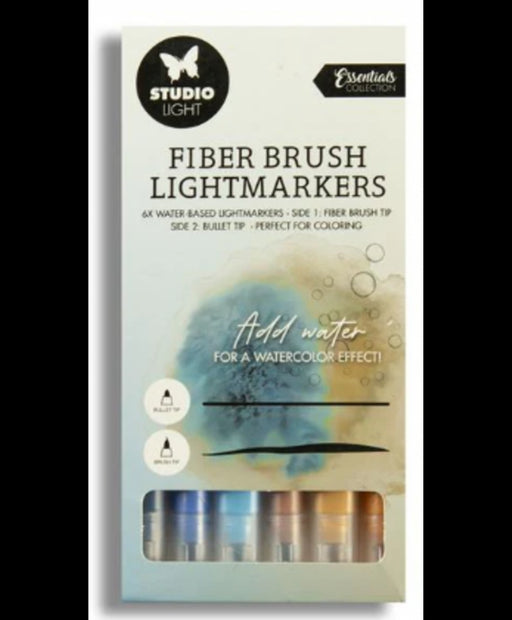 Studio Light Fiber Brush Light Markers Cool Colors 6 PC