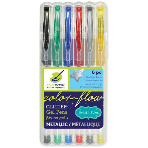 Color Factory Living In Color Color-Flow Gel Pen Set 6/Pkg-Glitter Metallics