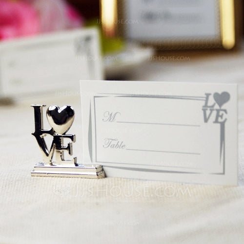 Kate Aspen - Love Design Chrome Place Card Holders, (Set of 4)