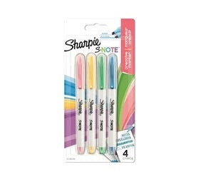 Sharpie S-Note Creative Markers, Highlighters Assorted Colours Pack 4