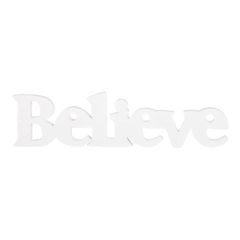 Darice - White Wood - Cutout Letters - Word BELIEVE Sign