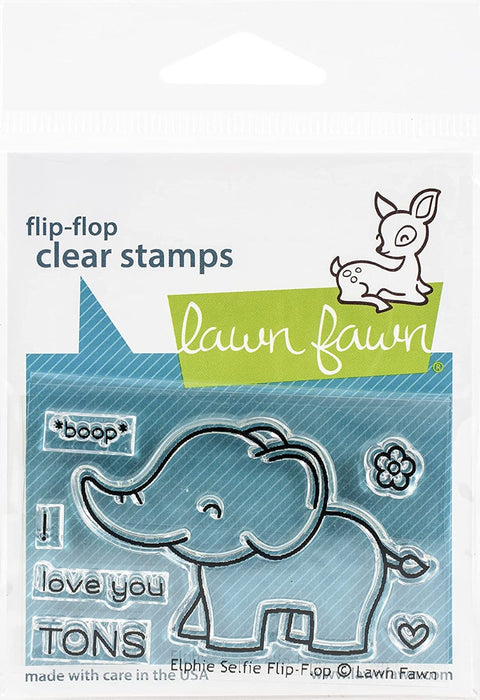 Lawn Fawn Clear Stamps 3"X2"-Elphie Selfie Flip-Flop- CLEAR STAMPS