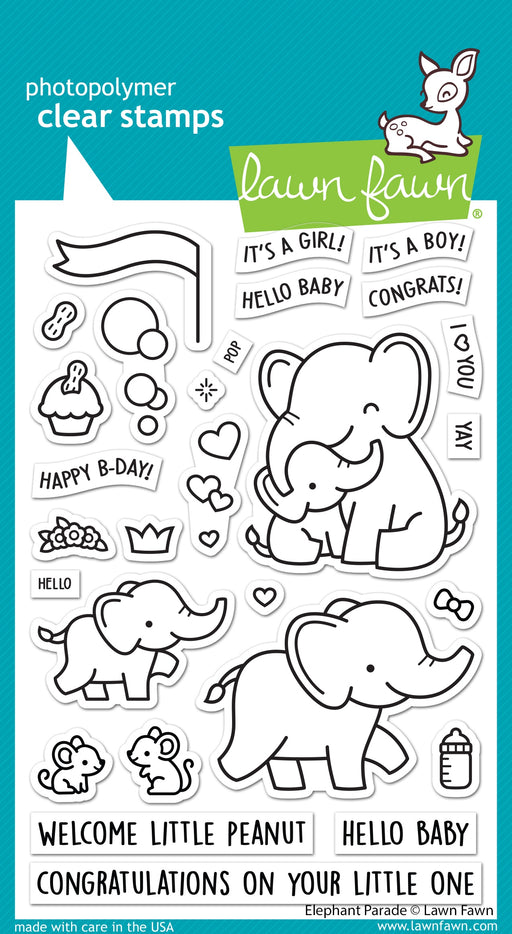 Lawn Fawn Clear Stamps 4"X6"-Elephant Parade