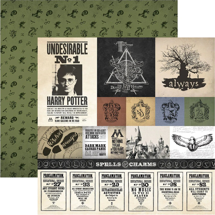 Paper House Harry Potter Double-Sided Cardstock 12"X12"-Harry Potter Parchment Tags