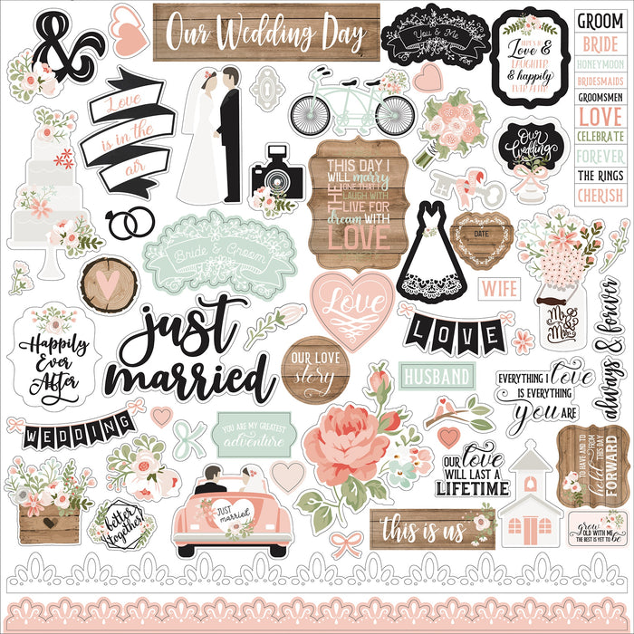 Our Wedding Cardstock Stickers 12"X12"-Elements