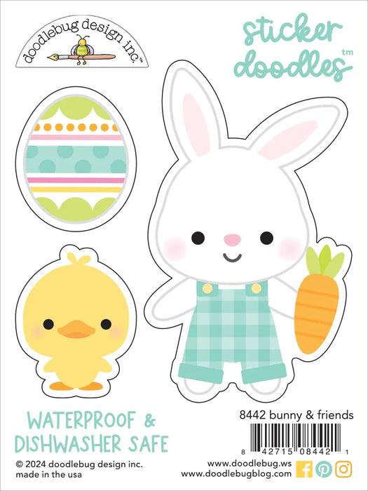 Doodlebug Water Bottle Sticker Doodles-Bunny & Friends